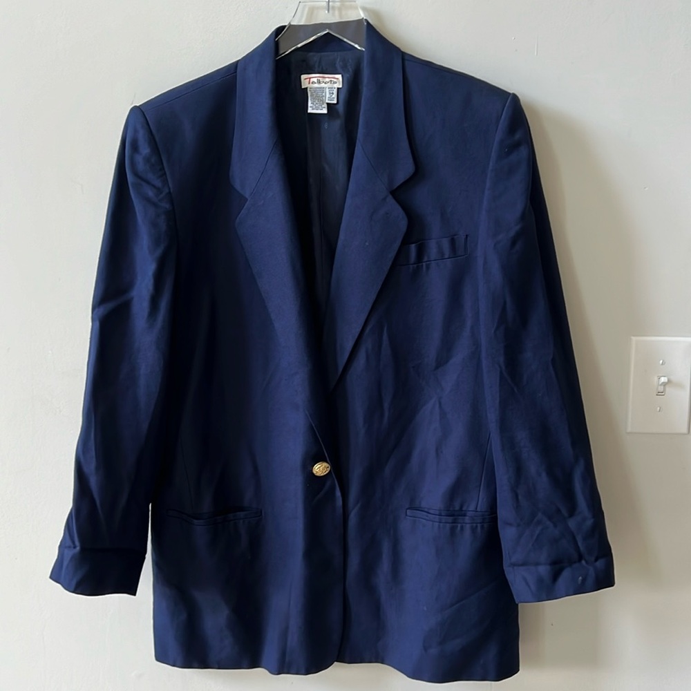 Boyfriend Navy Linen Blazer